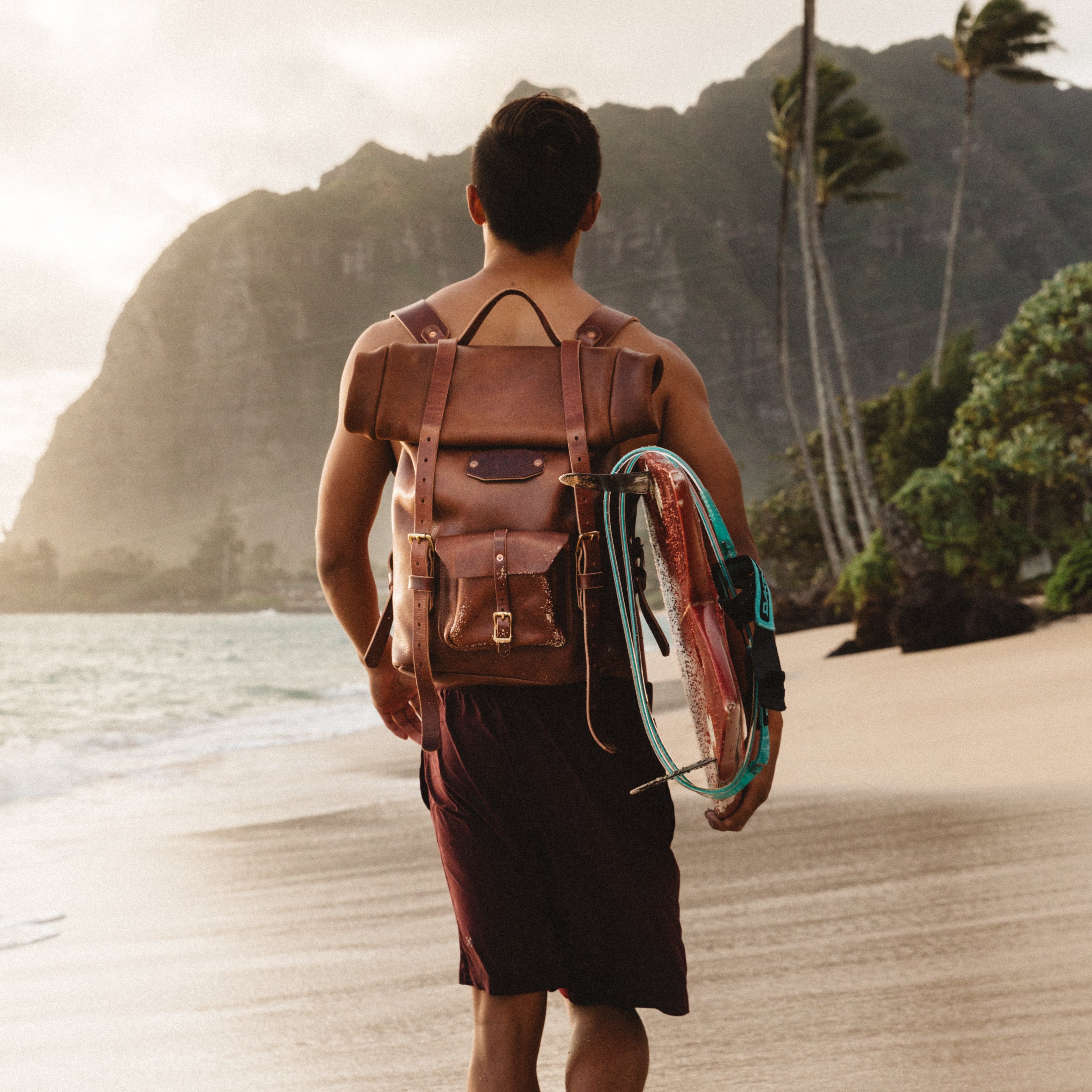 Leather Rolltop Backpack