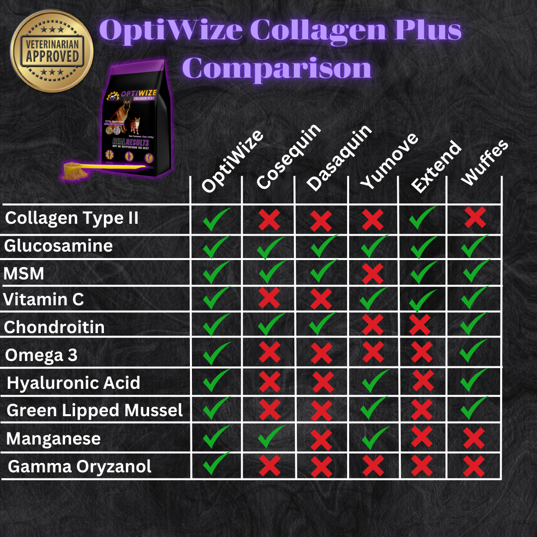 Comparison chart of OptiWize Collagen Plus with other products