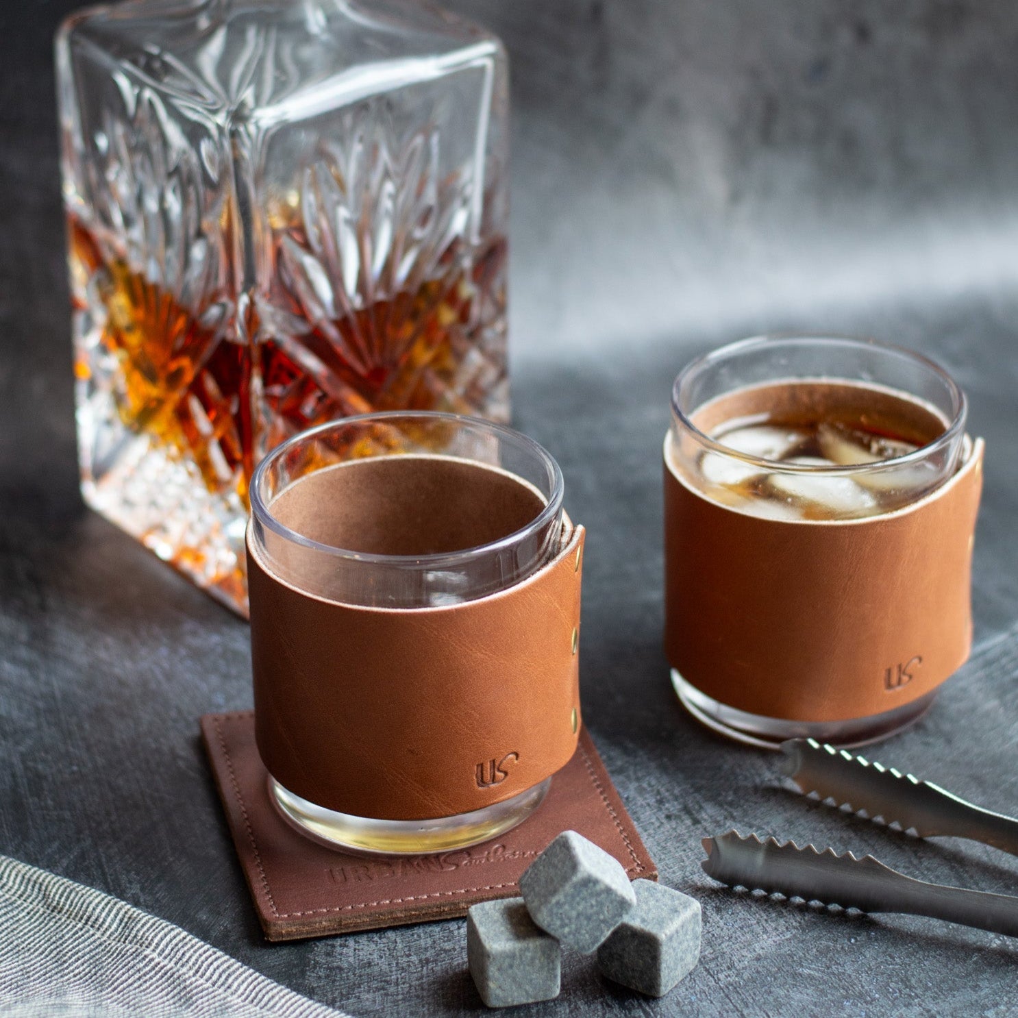 Leather Wrapped Whiskey Glass