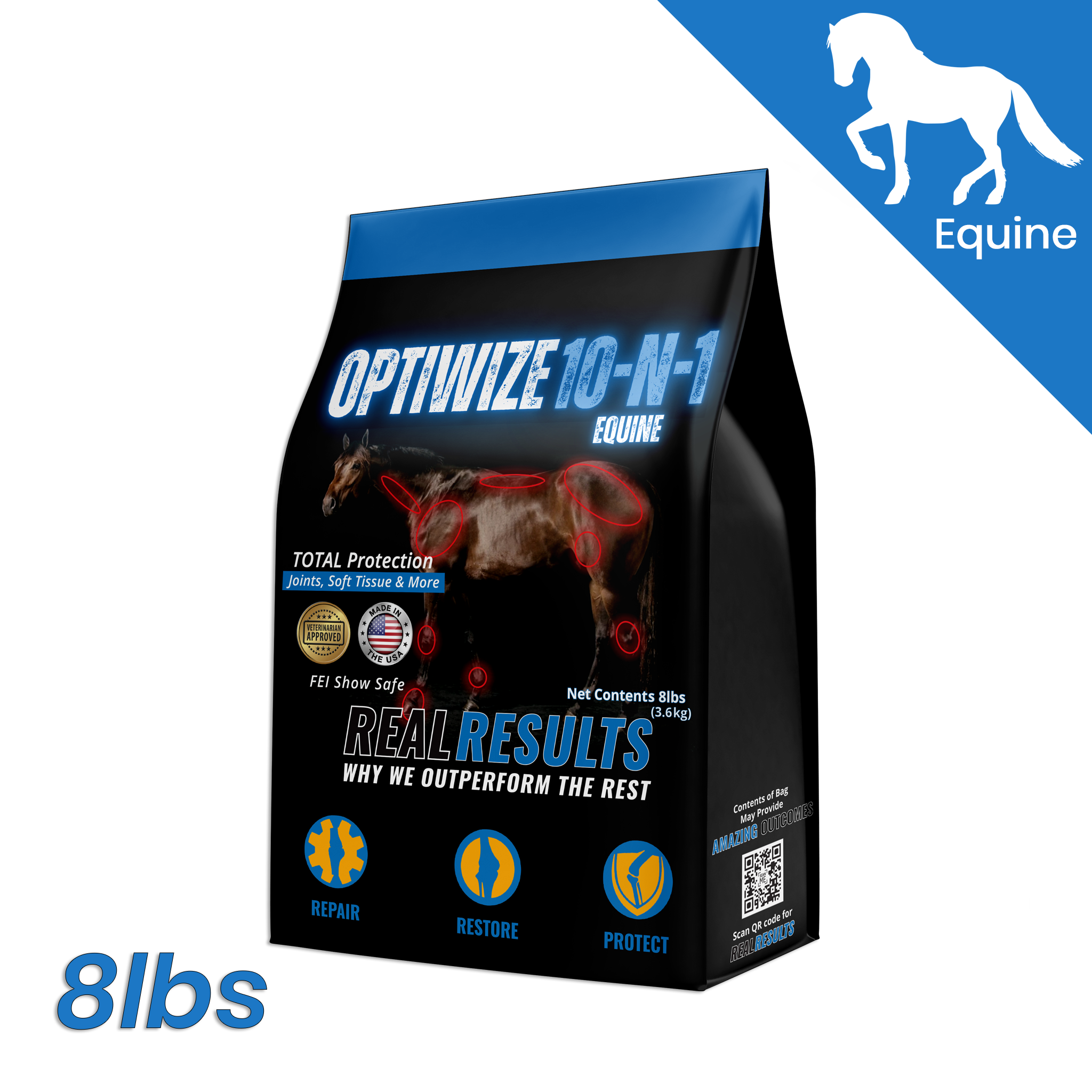 OptiWize 10-N-1 Equine supplement package.