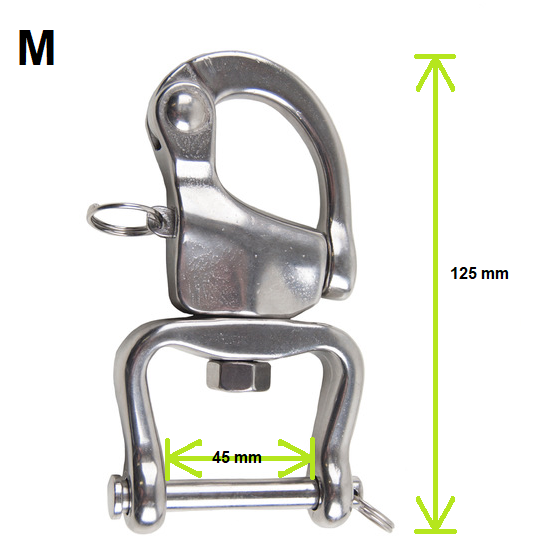 Ideal Quick Release Shackle with Wide Fitting, size medium with measurements