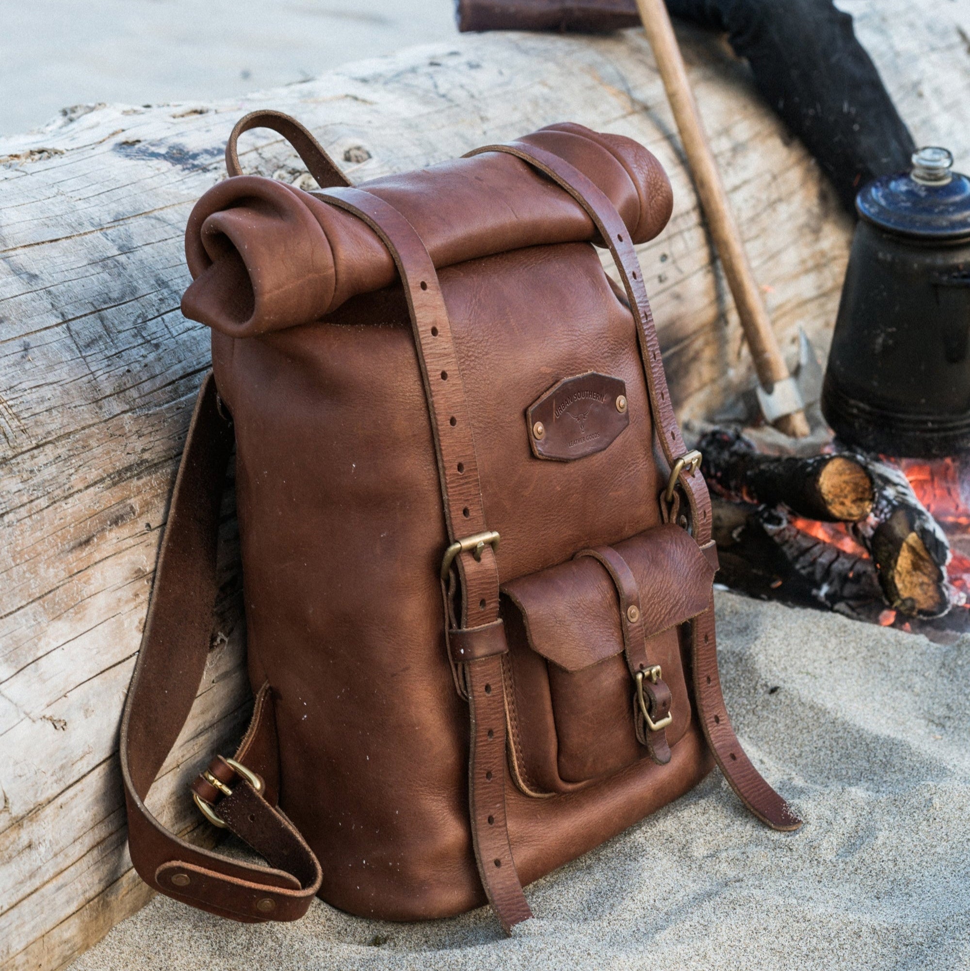 Leather Rolltop Backpack