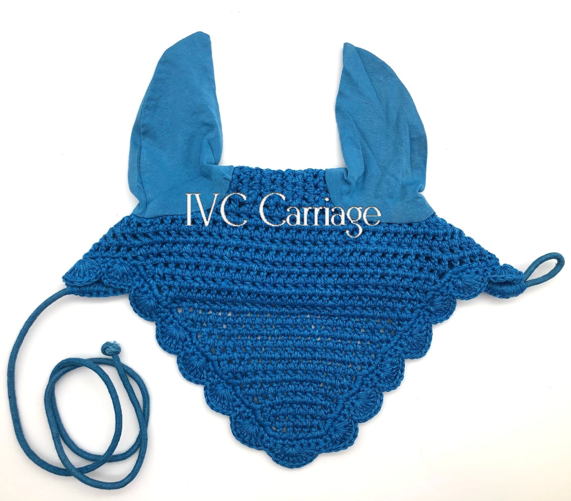 Turquoise Scalloped Horse Ear Net Bonnet | IVC Carriage